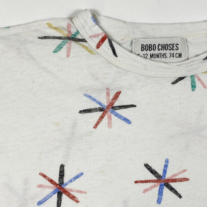 Bobo Choses white T-shirt with multicolour stars 6-12M/74