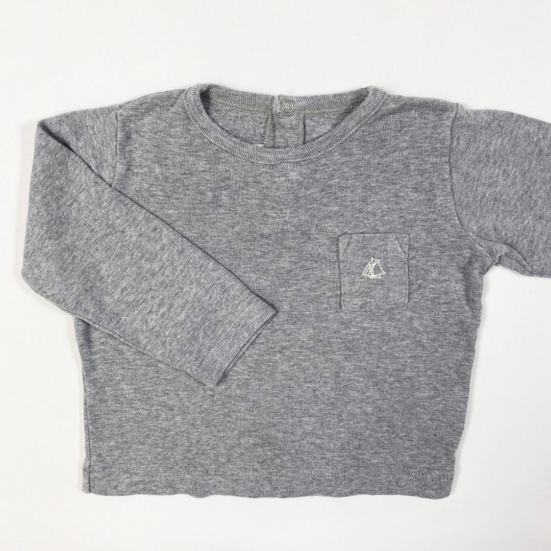 Petit Bateau grey long-sleeved t-shirt 12M/74