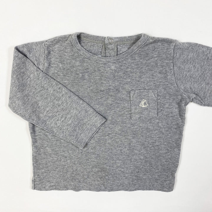 Petit Bateau grey long-sleeved t-shirt 12M/74