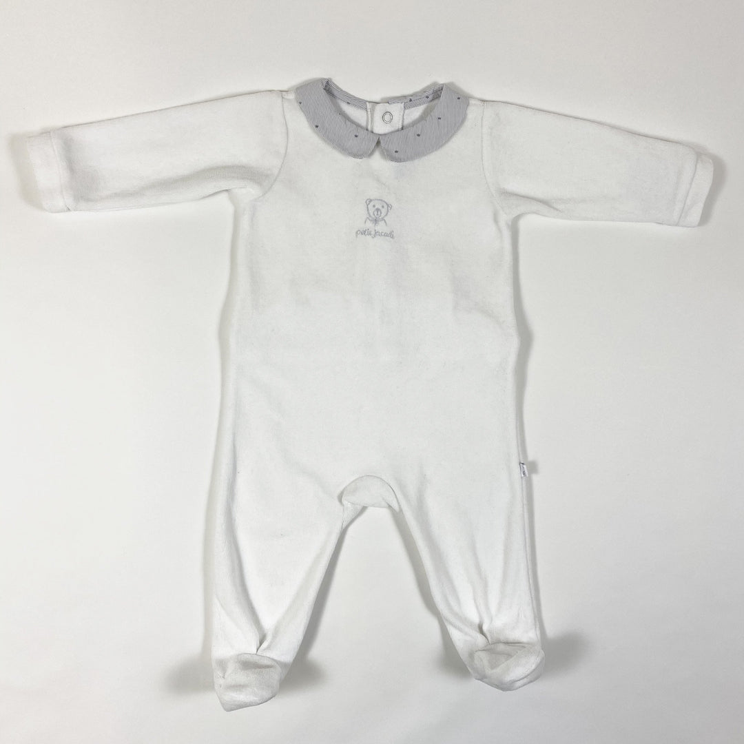 Jacadi white velour pyjama with striped collar 6M/67