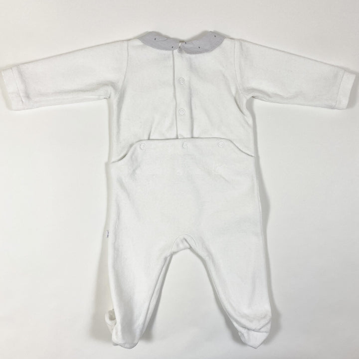 Jacadi weisser Samt-Pyjama mit gestreiftem Kragen 6M/67