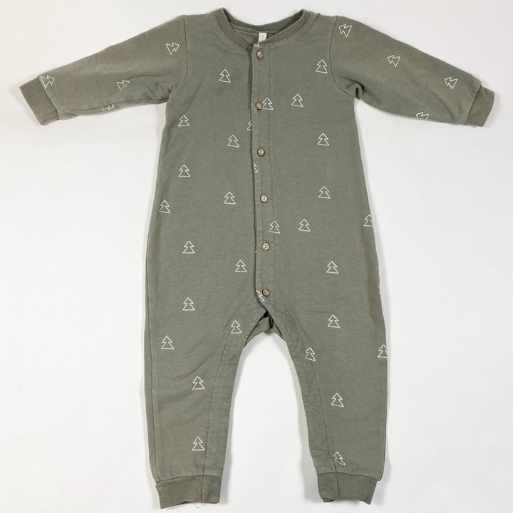 Quincy Mae green embroidered fir-tree jumpsuit 2-3Y