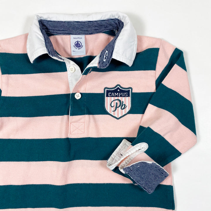 Petit Bateau green striped longsleeve polo 3Y/95 2