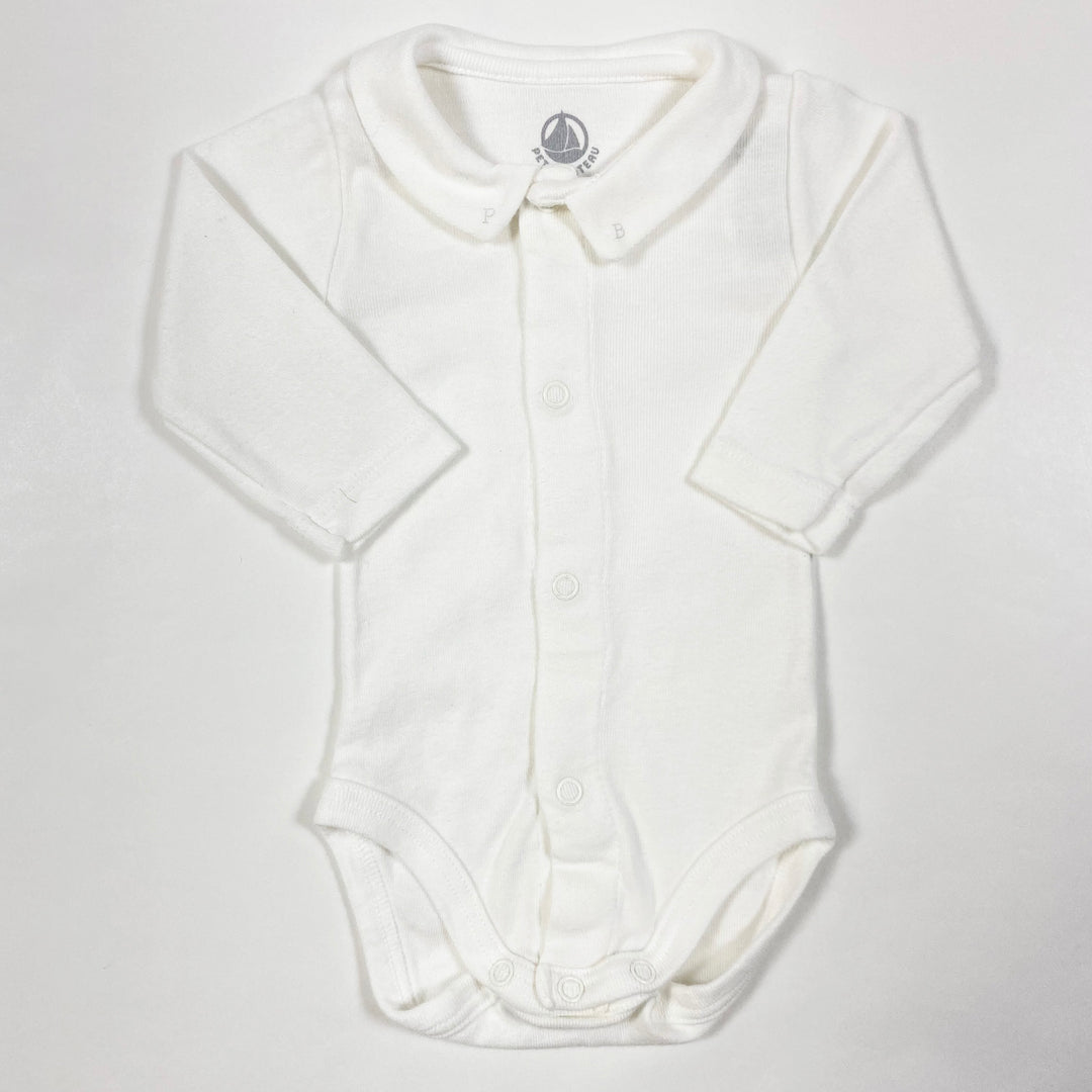 Petit Bateau white long-sleeved collar body 1M/54 1