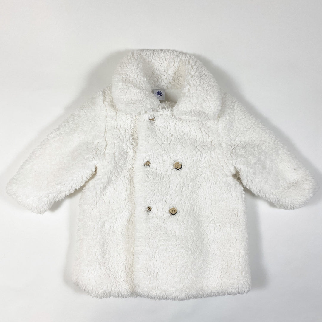 Petit Bateau off-white faux-fur coat 18M/81cm