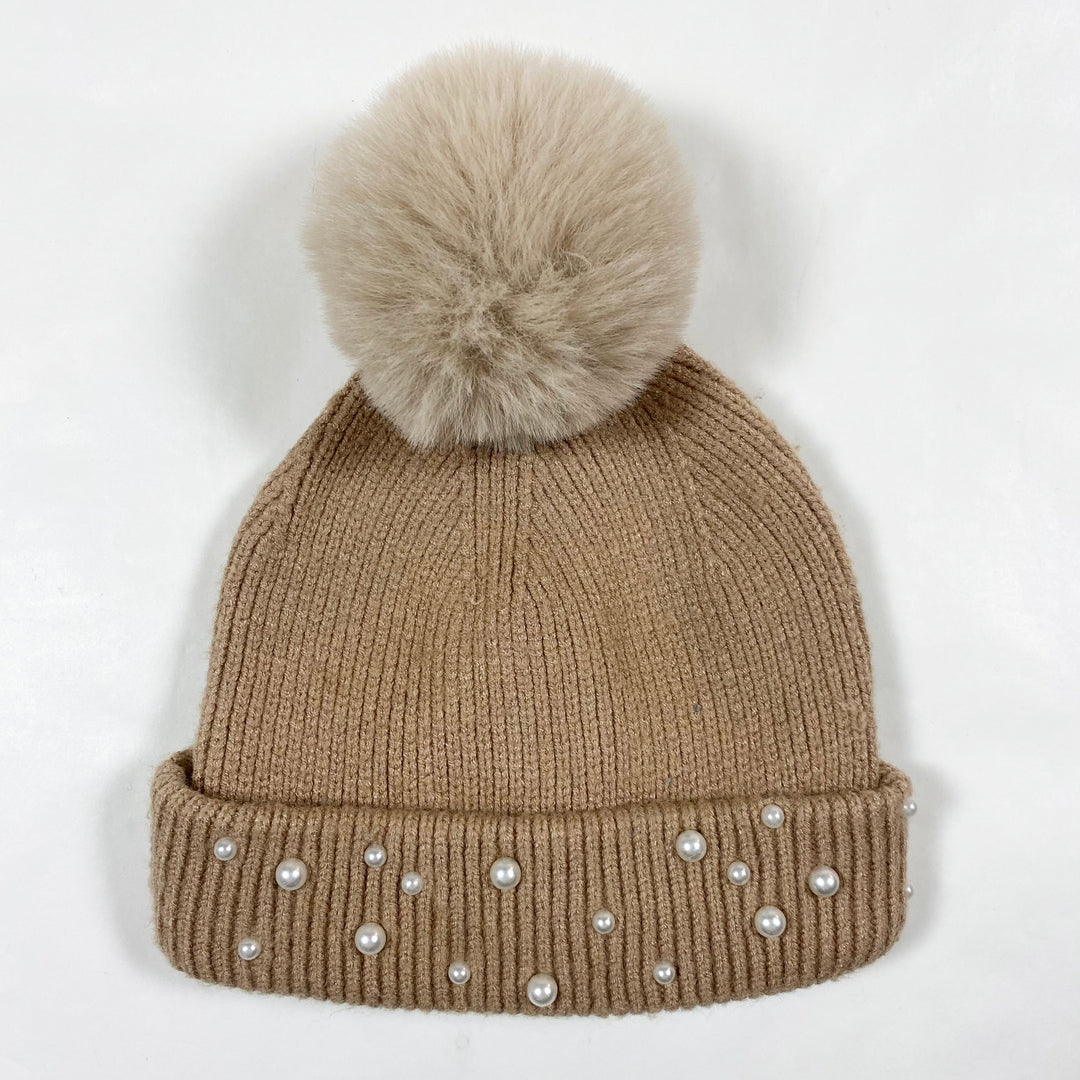 Zara beige pearl beanie kids one size 1