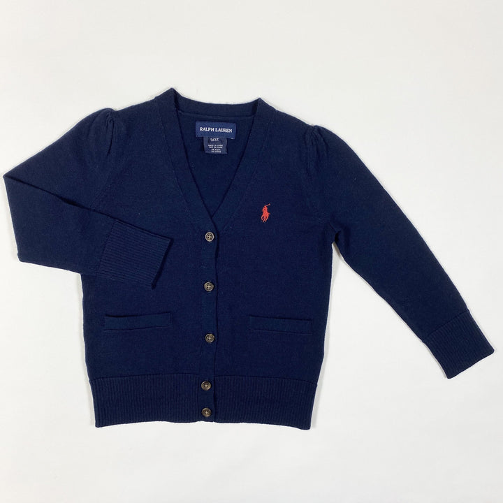 Ralph Lauren navy soft wool knit cardigan 3/3T