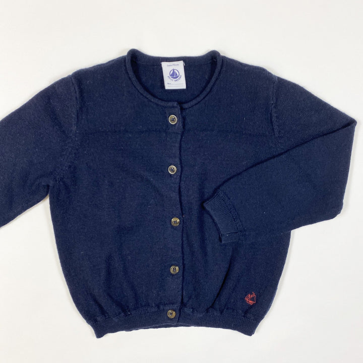 Petit Bateau navy cotton/wool mix knit cardigan 3/94cm