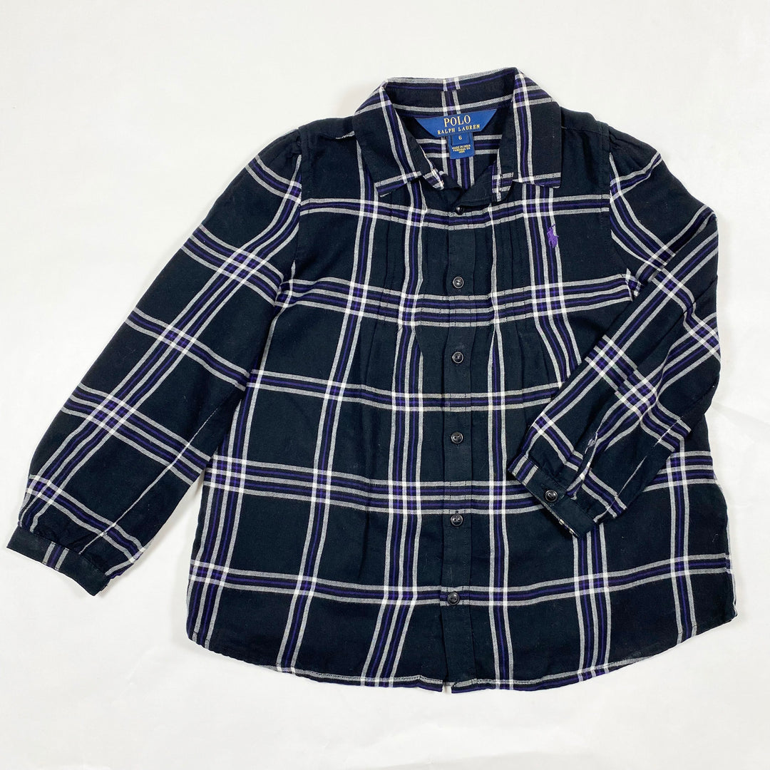 Ralph Lauren black/purple check flannel blouse 6Y 1