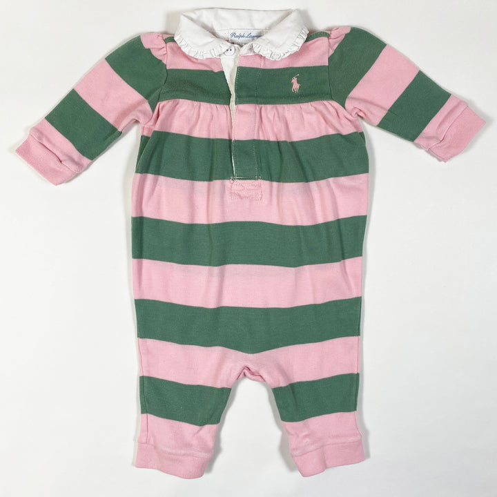 Ralph Lauren grün/rosa gestreifter Rugby-Jumpsuit 6M