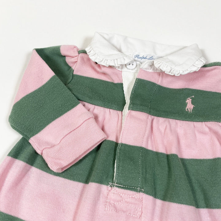 Ralph Lauren grün/rosa gestreifter Rugby-Jumpsuit 6M