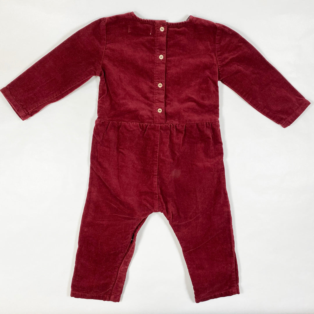 Zara burgundy velvet jumpsuit 18-24M/92 3