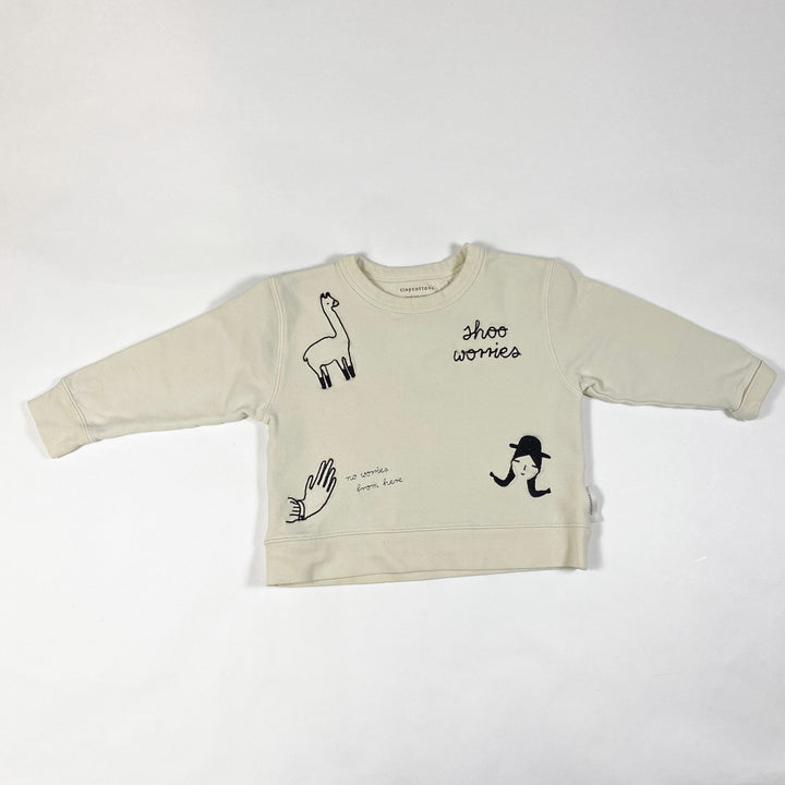 Tinycottons off-white sweatshirt with black embroideries 2Y