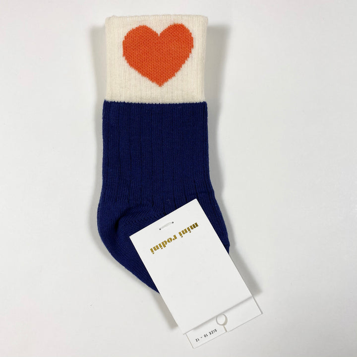 Mini Rodini navy heart baby socks Second Season 10-12
