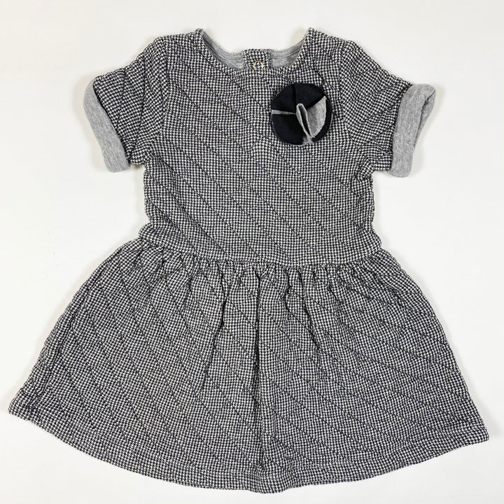 Petit Bateau grey short sleeved houndstooth quilted double knit dress 3Y/95