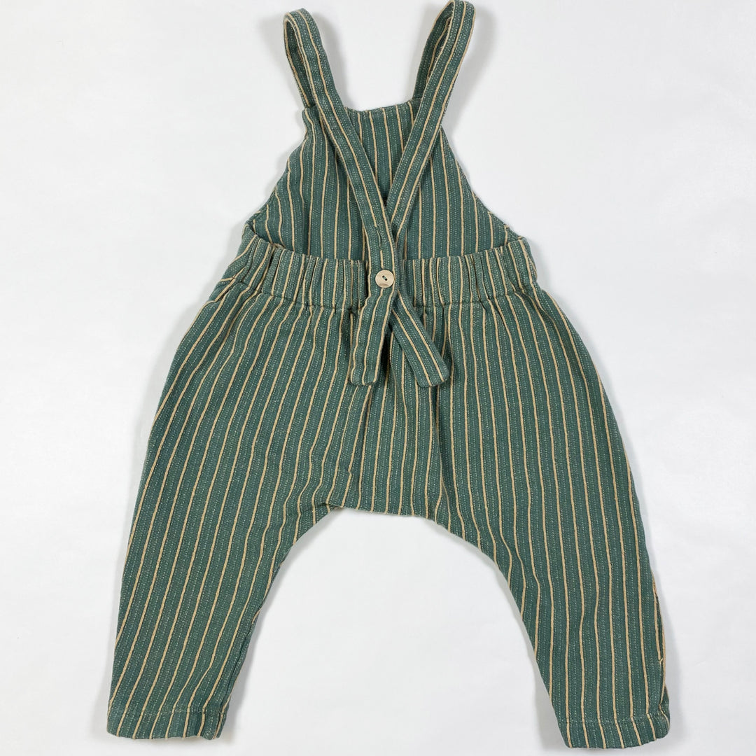Monkind green stripe dungarees 6-12M 2