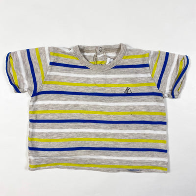 Petit Bateau grey/yellow stripe t-shirt 6M/67 1