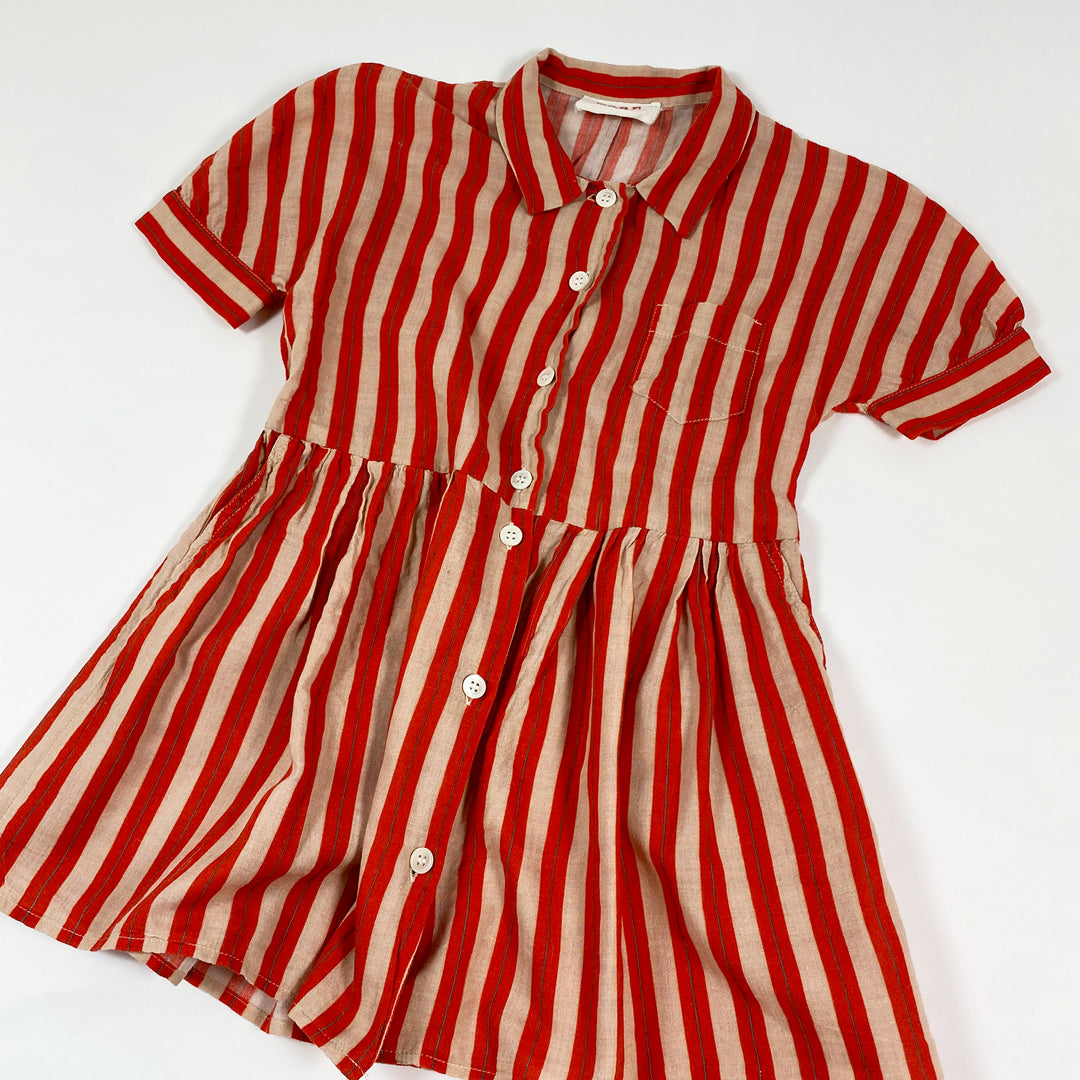 Maan Belgium ecru/red striped dress 4Y 2