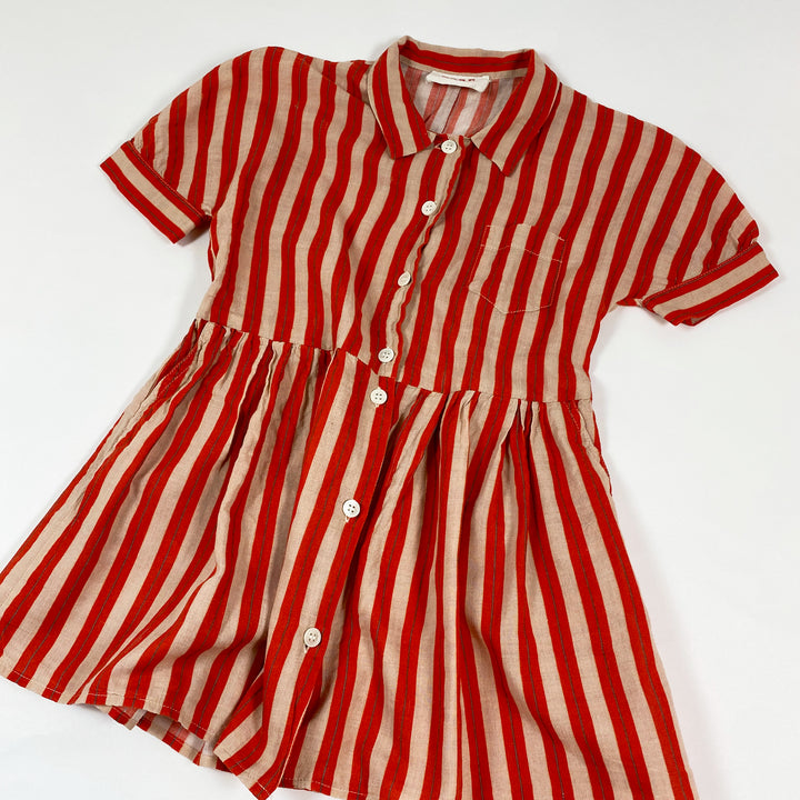 Maan Belgium ecru/red striped dress 4Y 2