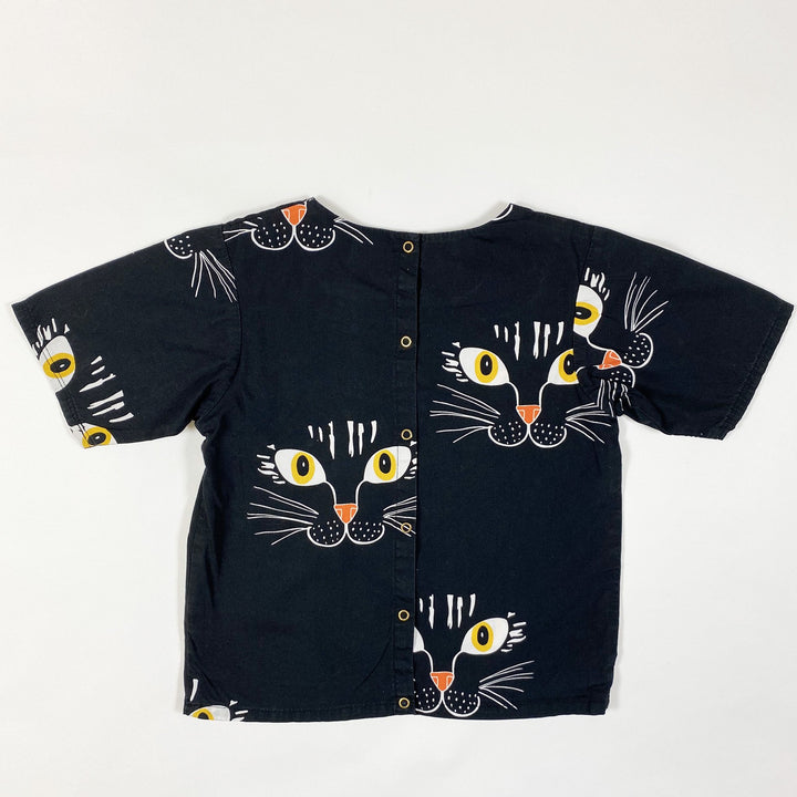 Mini Rodini black cat short-sleeved blouse 104-110