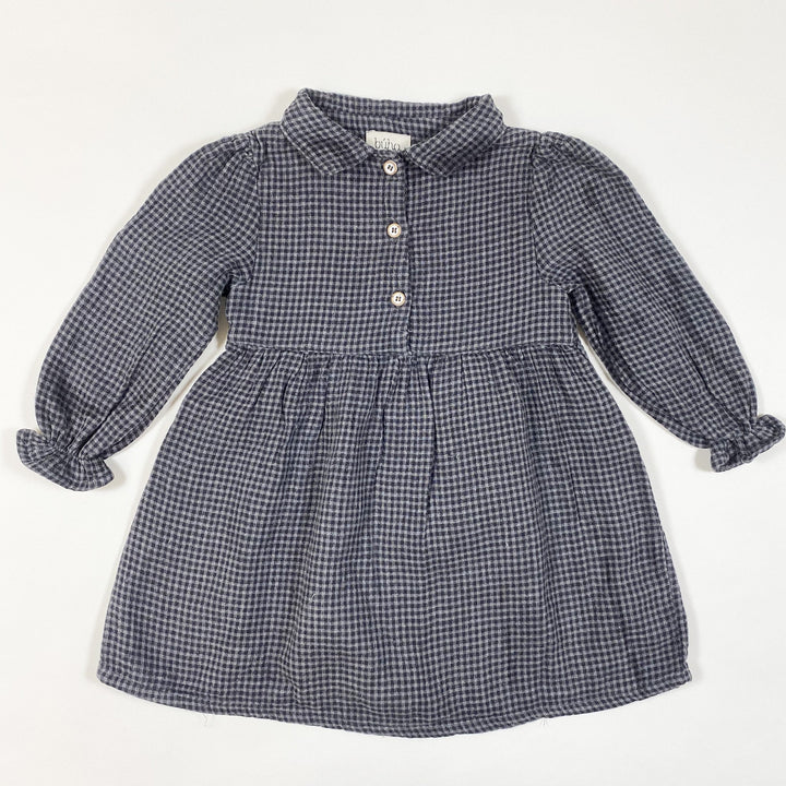 Búho grey/blue checked organic dress 18M/86