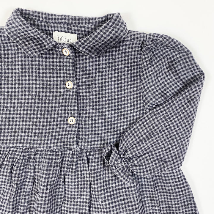 Búho grey/blue checked organic dress 18M/86