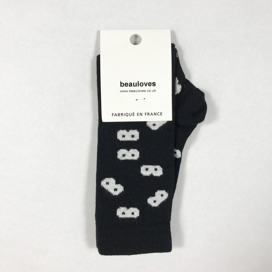 Beau Loves black socks with prints 4-5Y