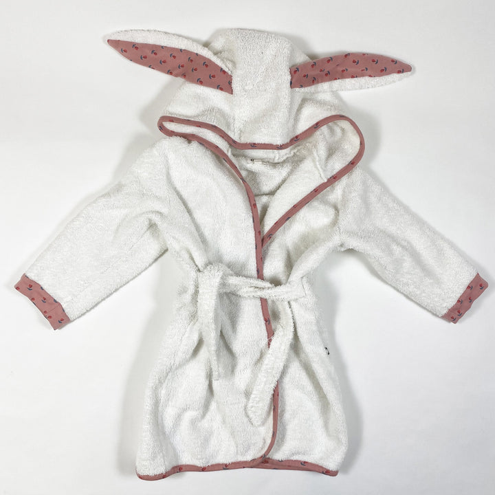 Oeuf NYC white tulip print hooded bathrobe 4Y