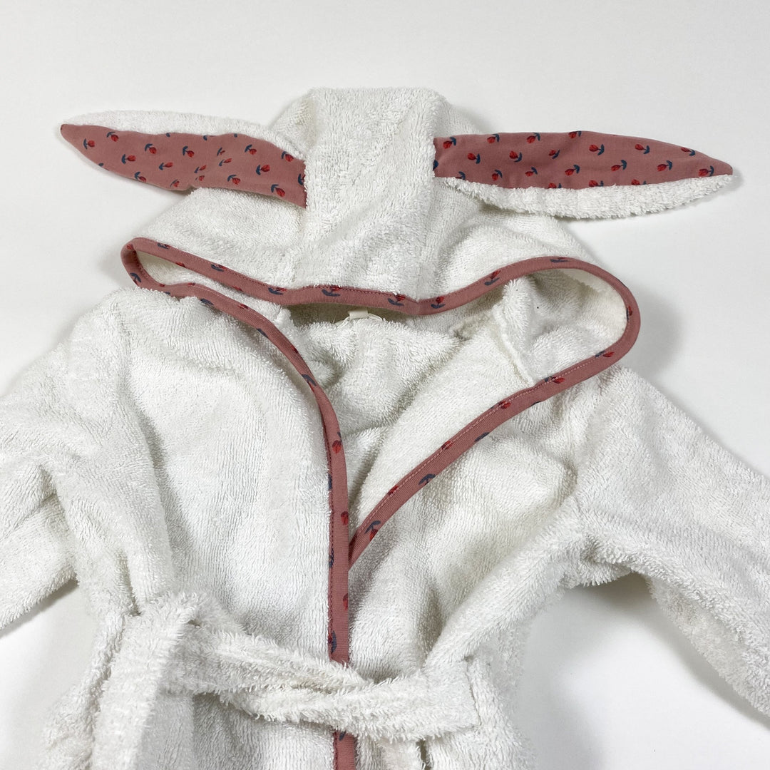Oeuf NYC white tulip print hooded bathrobe 4Y