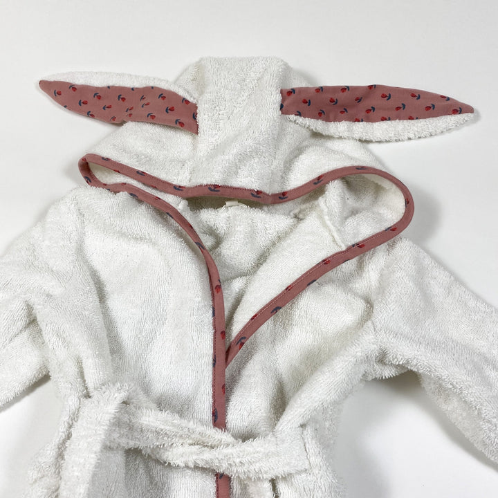 Oeuf NYC white tulip print hooded bathrobe 4Y