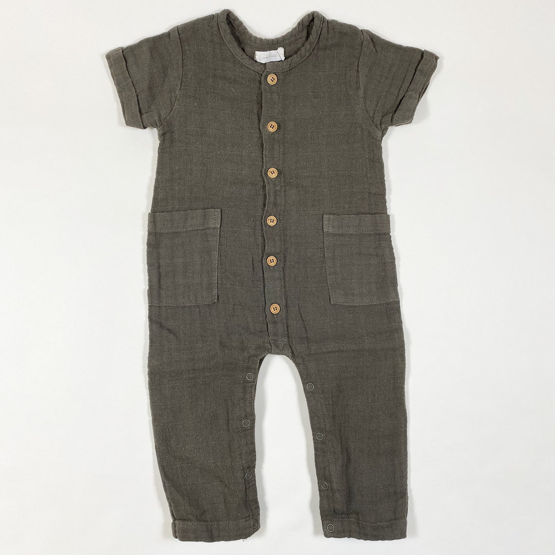 Jamie Kay brown linen overall 3-6M
