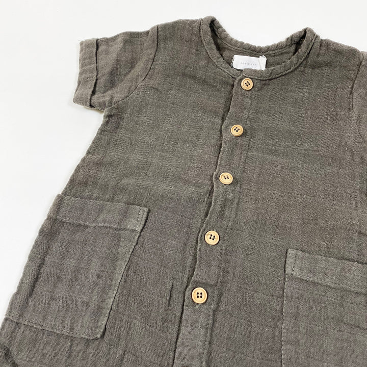 Jamie Kay brown linen overall 3-6M