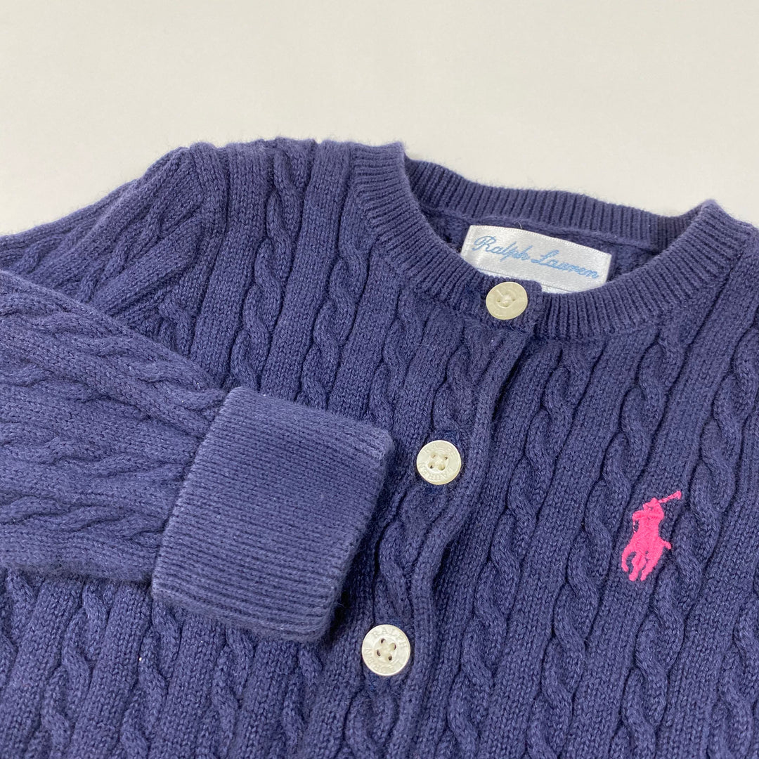 Ralph Lauren navy cable knit cardigan 9M