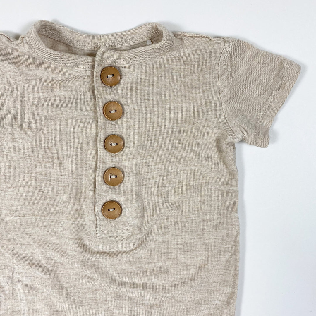 Posh Peanut beige bamboo jumpsuit 6-9M
