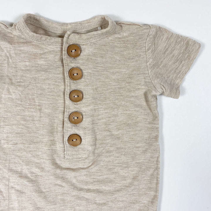 Posh Peanut beige bamboo jumpsuit 6-9M