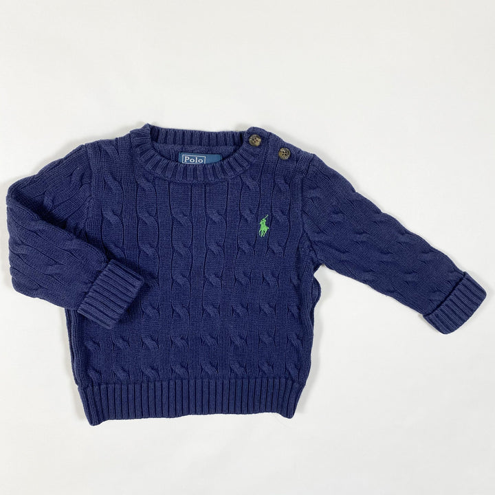 Ralph Lauren navy cable knit jumper 12M