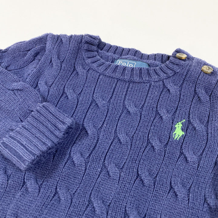 Ralph Lauren navy cable knit jumper 12M