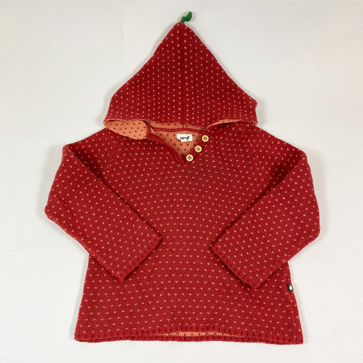 Oeuf NYC strawberry sweater with hood 4Y 2