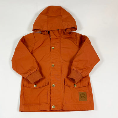 Mini Rodini rust orange rain jacket with hood 104/110 1