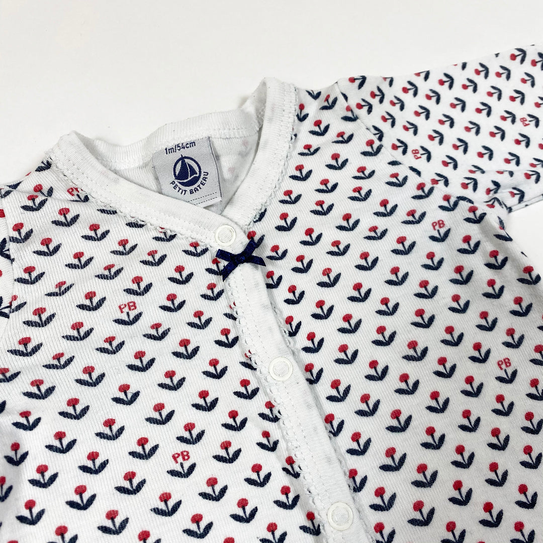 Petit Bateau blue/red floral print pyjama 1M/54 2