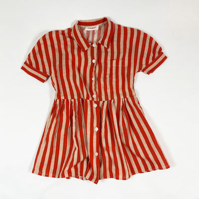 Maan Belgium ecru/red striped dress 4Y 1