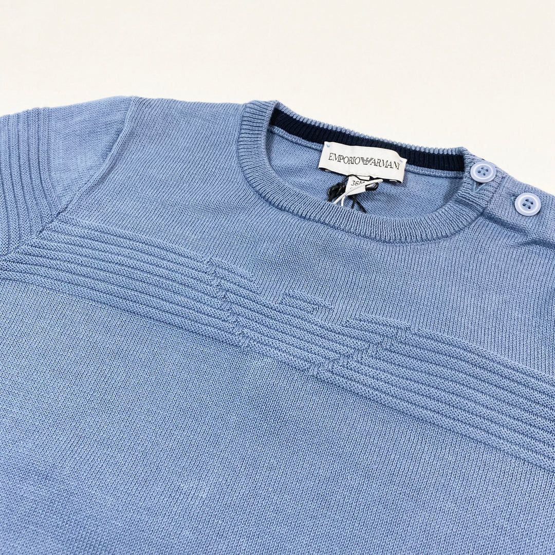 Emporio Armani ice blue knit logo pullover 36M/98 2