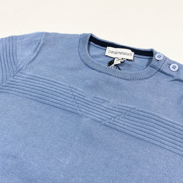 Emporio Armani ice blue knit logo pullover 36M/98 2