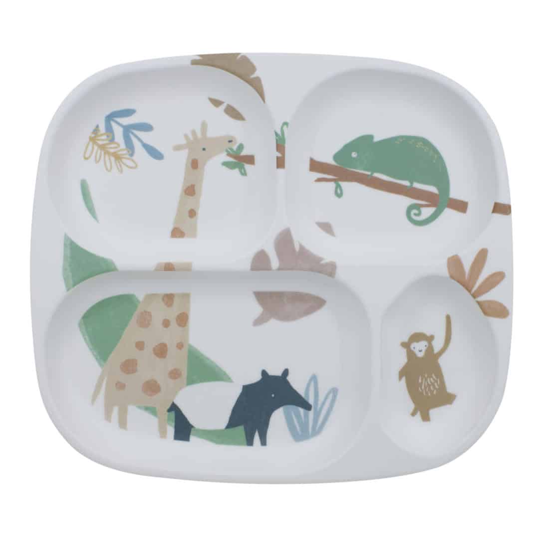 Sebra Wildlife Melamine plate with 4 compartments Second Season 24 × 21 × 2 cm 1