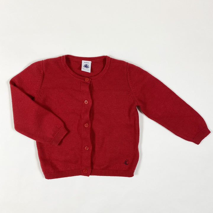 Petit Bateau red wool cardigan 18M/81