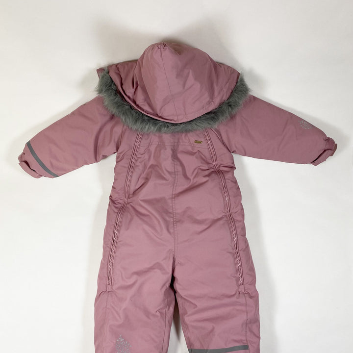 Minymo pink snow suit Tussor solid 2 zip with removable hood and faux fur 18M/86