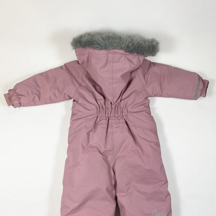 Minymo pink snow suit Tussor solid 2 zip with removable hood and faux fur 18M/86
