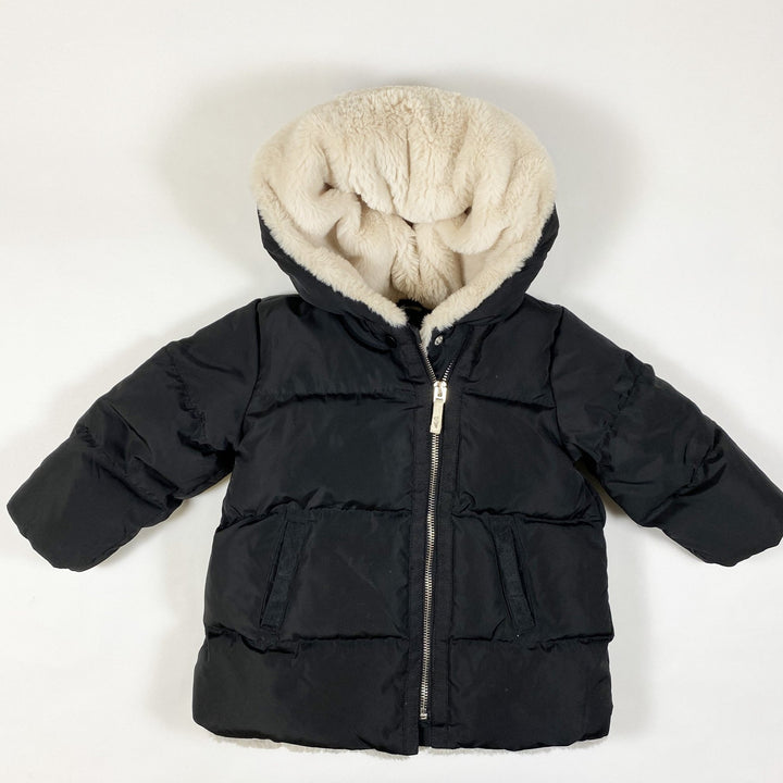 Zara black faux fur lined winter jacket 12-18M/86