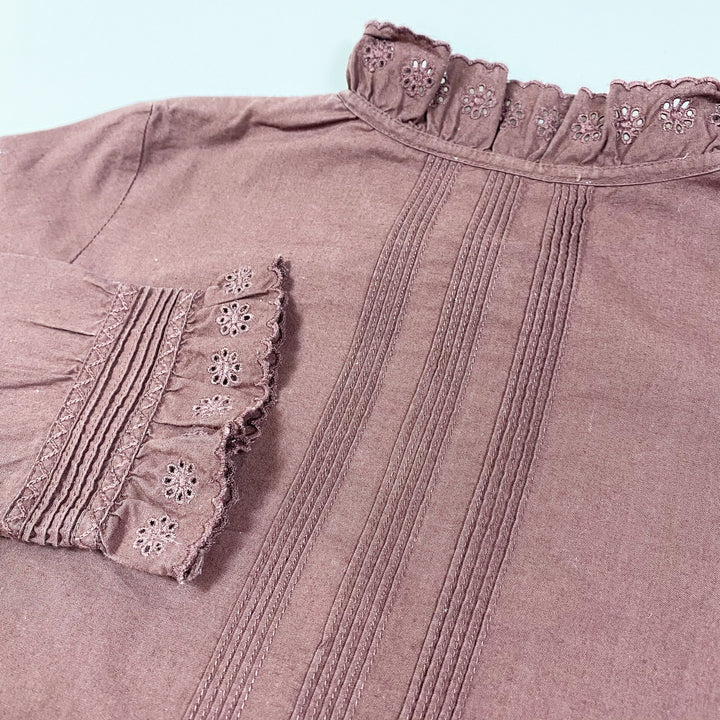 Bonpoint violet cotton broderie anglaise dress 8Y