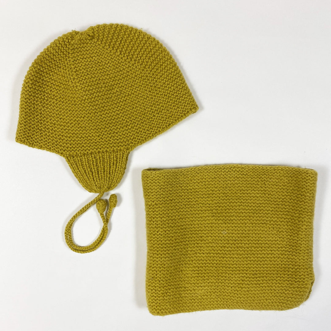 Ketiketa mustard bonnet & collar set 18M